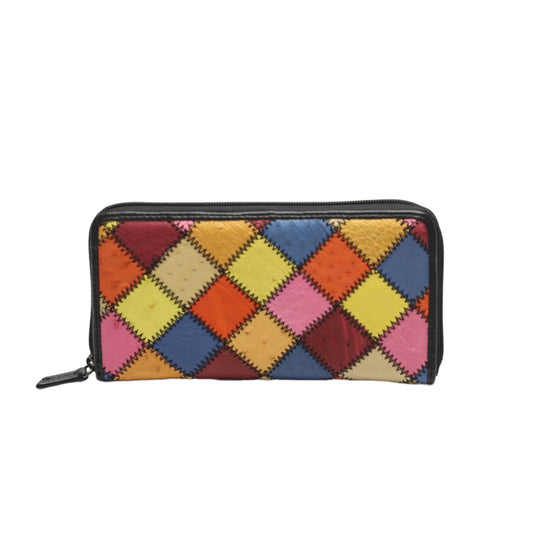 Ostrich long wallet
 L-shaped zipper long wallet patchwork round zipper ostrich LB-5055 multicolor [SS] 