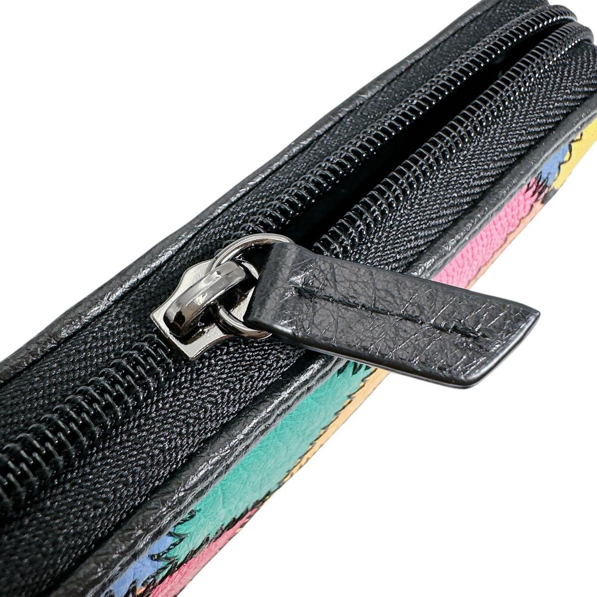 オーストリッチ ostrich 長財布
 ラウンドファスナー 黒ステッチ パッチワーク オーストリッチ LB-5055 マルチカラー 【H】