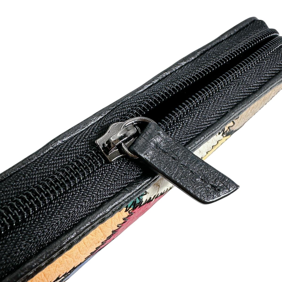 オーストリッチ ostrich 長財布
 ラウンドファスナー 黒ステッチ パッチワーク オーストリッチ LB-5055 マルチカラー 【SS】