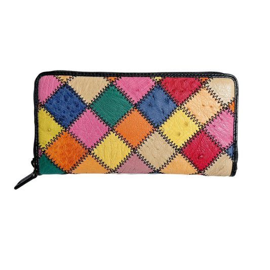 オーストリッチ ostrich 長財布
 パッチワーク ラウンドファスナー マルチカラー オーストリッチ LB-5055 マルチカラー 【SS】