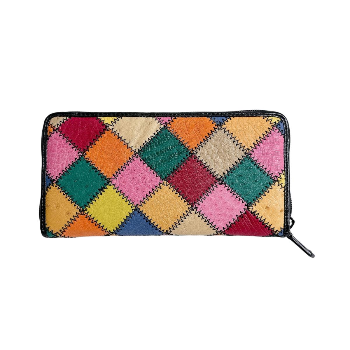 オーストリッチ ostrich 長財布
 パッチワーク ラウンドファスナー マルチカラー オーストリッチ LB-5055 マルチカラー 【SS】