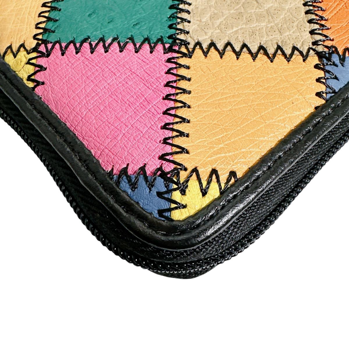 オーストリッチ ostrich 長財布
 パッチワーク ラウンドファスナー マルチカラー オーストリッチ LB-5055 マルチカラー 【SS】