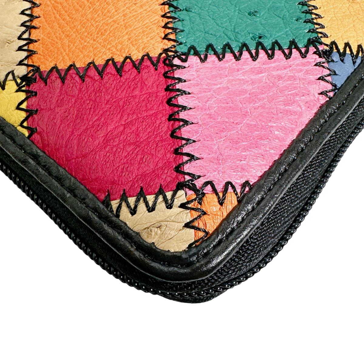 オーストリッチ ostrich 長財布
 パッチワーク ラウンドファスナー マルチカラー オーストリッチ LB-5055 マルチカラー 【SS】