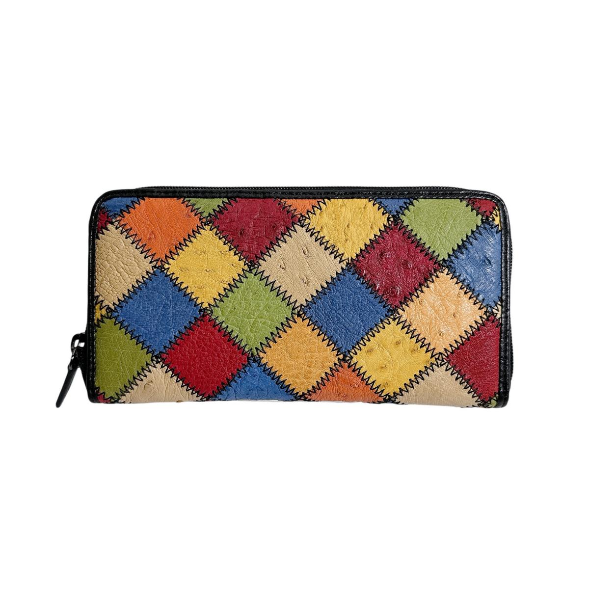 オーストリッチ ostrich 長財布
 ラウンドファスナー 黒ステッチ はるさいふ オーストリッチ LB-5055 マルチカラー 【H】