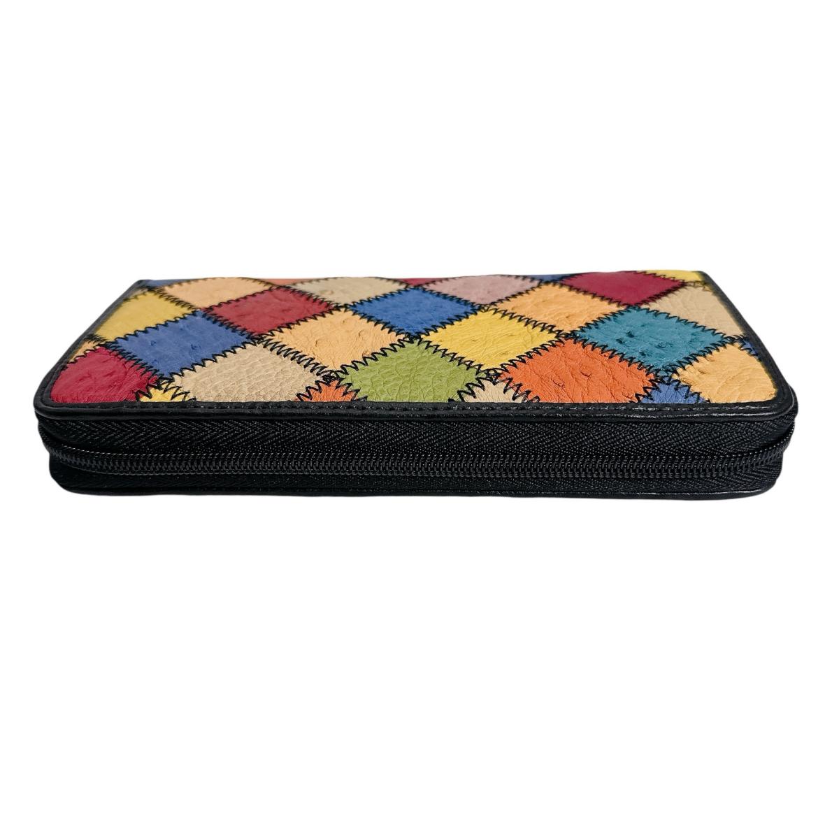 オーストリッチ ostrich 長財布
 ラウンドファスナー 黒ステッチ はるさいふ オーストリッチ LB-5055 マルチカラー 【H】