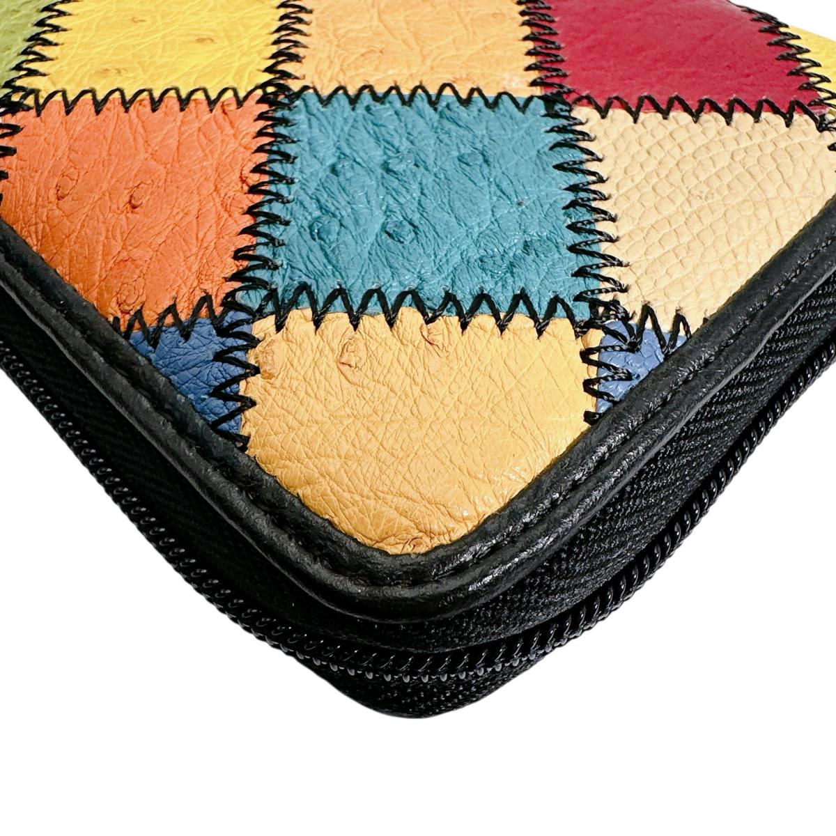 オーストリッチ ostrich 長財布
 ラウンドファスナー 黒ステッチ はるさいふ オーストリッチ LB-5055 マルチカラー 【H】