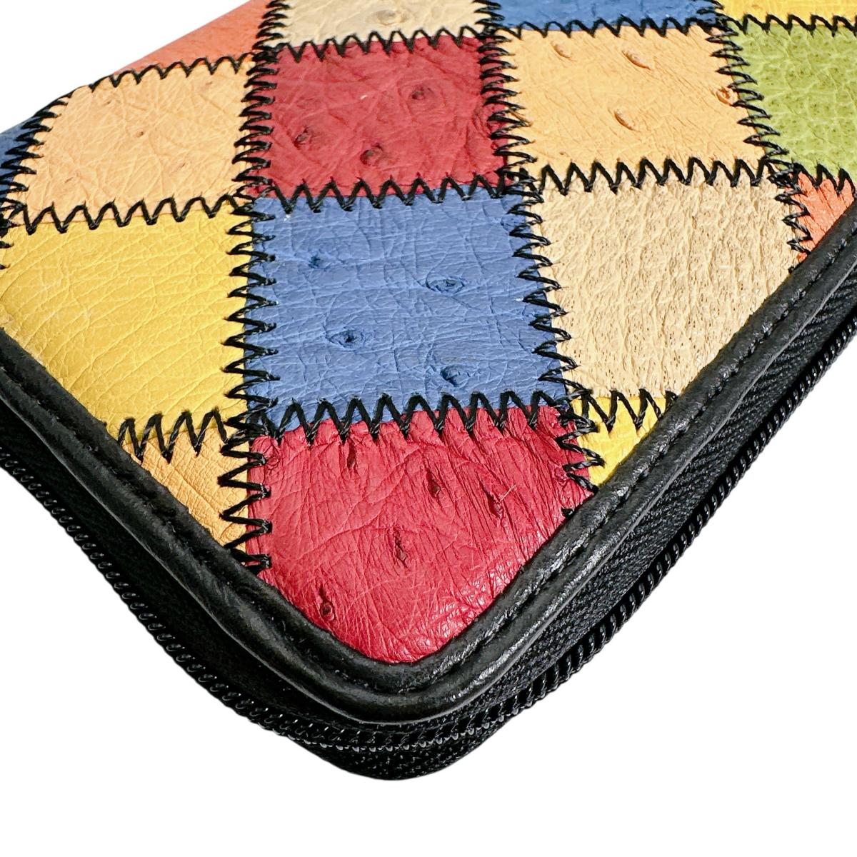 オーストリッチ ostrich 長財布
 ラウンドファスナー 黒ステッチ はるさいふ オーストリッチ LB-5055 マルチカラー 【H】