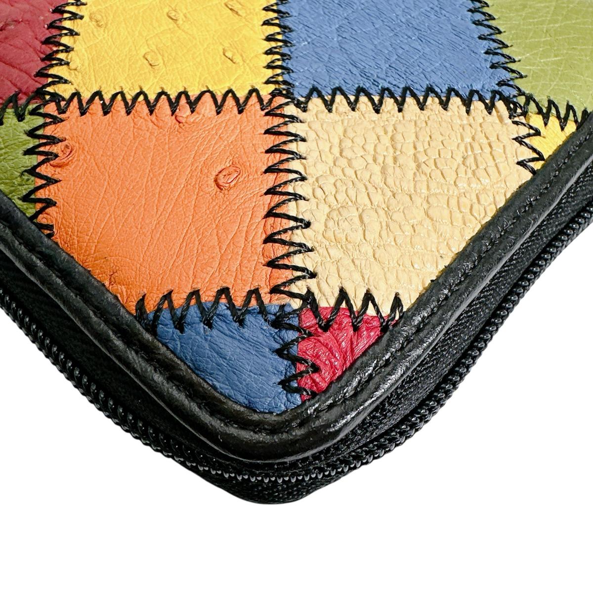 オーストリッチ ostrich 長財布
 ラウンドファスナー 黒ステッチ はるさいふ オーストリッチ LB-5055 マルチカラー 【H】