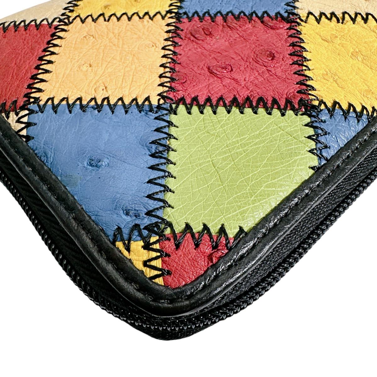 オーストリッチ ostrich 長財布
 ラウンドファスナー 黒ステッチ はるさいふ オーストリッチ LB-5055 マルチカラー 【H】