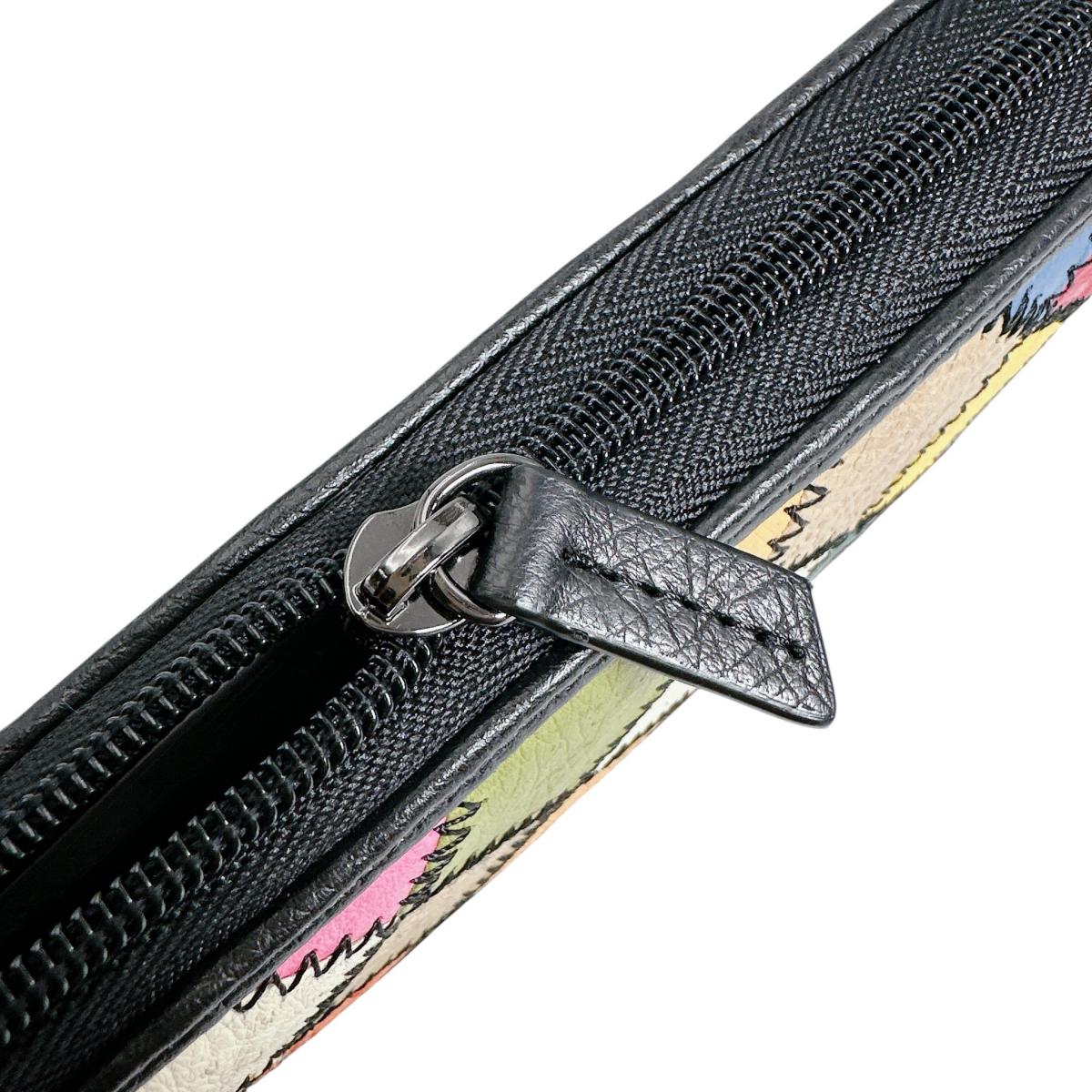 オーストリッチ ostrich 長財布
 ラウンドファスナー 黒ステッチ パッチワーク オーストリッチ LB-5055 マルチカラー 【SS】