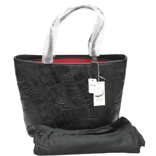 Crocodile CROCODILE Tote Bag
 Shoulder tote with zipper on top, patchwork, crocodile LB-7001, black [SS] 