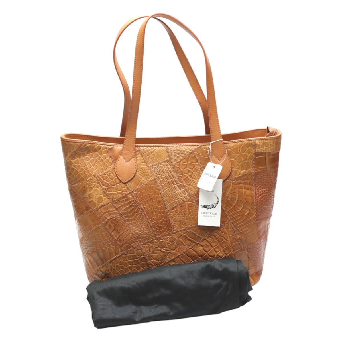 CROCODILE Shoulder Bag
 
Tote bag with zipper on top and patchwork LB-7001 Cognac COGNAM [H] 