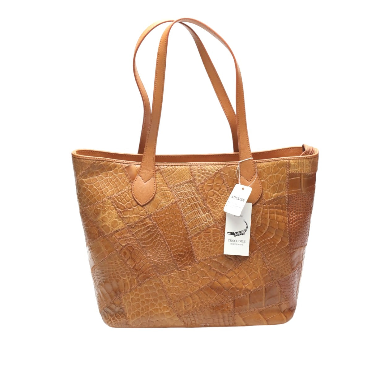 CROCODILE Shoulder Bag
 
Tote bag with zipper on top and patchwork LB-7001 Cognac COGNAM [H] 