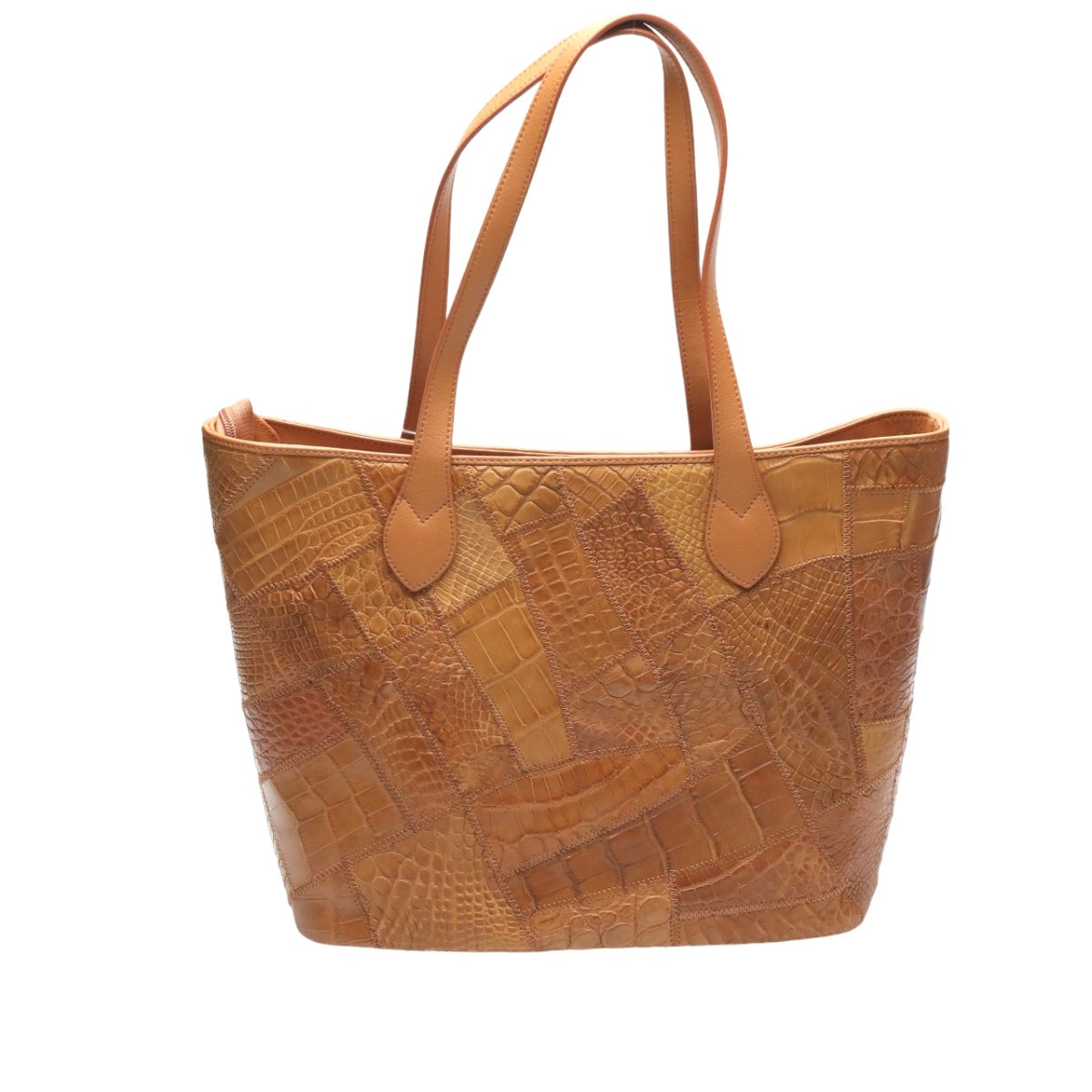 CROCODILE Shoulder Bag
 
Tote bag with zipper on top and patchwork LB-7001 Cognac COGNAM [H] 