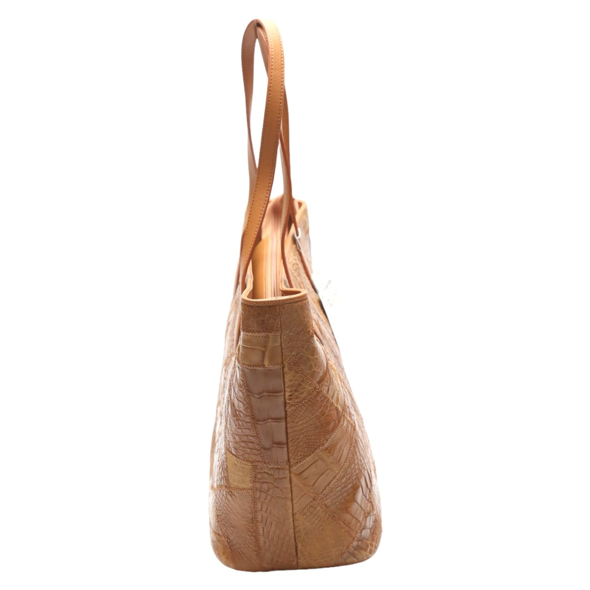 CROCODILE Shoulder Bag
 
Tote bag with zipper on top and patchwork LB-7001 Cognac COGNAM [H] 