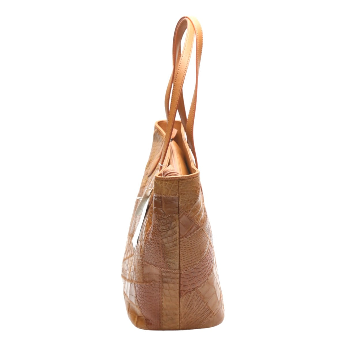 CROCODILE Shoulder Bag
 
Tote bag with zipper on top and patchwork LB-7001 Cognac COGNAM [H] 