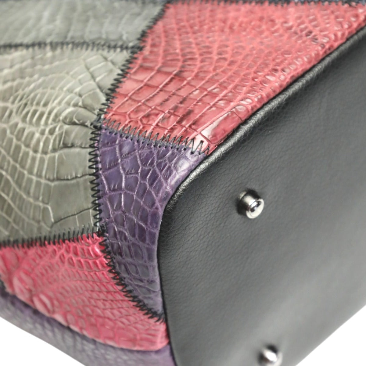 クロコダイル CROCODILE トートバッグ
 天ファスナー パッチワーク 軽量 クロコダイル LB-7001 マルチカラー 【SS】