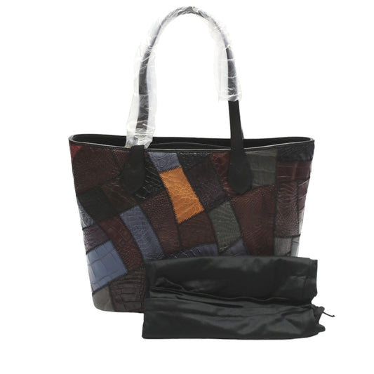 Crocodile CROCODILE Tote Bag
 Tote bag, patchwork, zipper top, crocodile, LB-7001, multicolor 