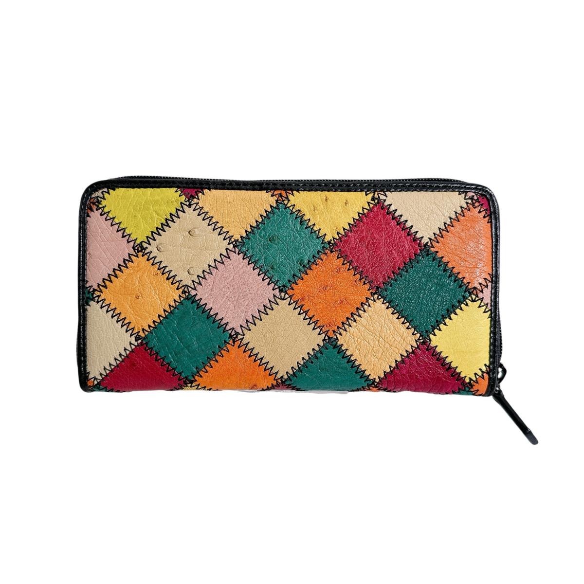 オーストリッチ ostrich 長財布
 パッチワーク ラウンドファスナー マルチカラー オーストリッチ LB-5055 マルチカラー 【H】