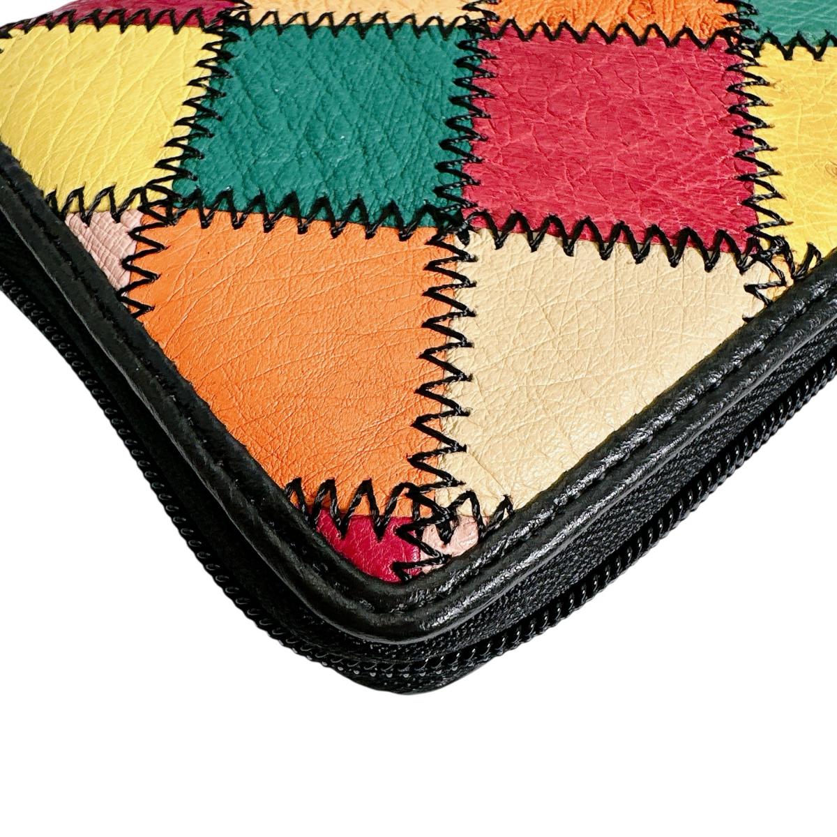 オーストリッチ ostrich 長財布
 パッチワーク ラウンドファスナー マルチカラー オーストリッチ LB-5055 マルチカラー 【H】