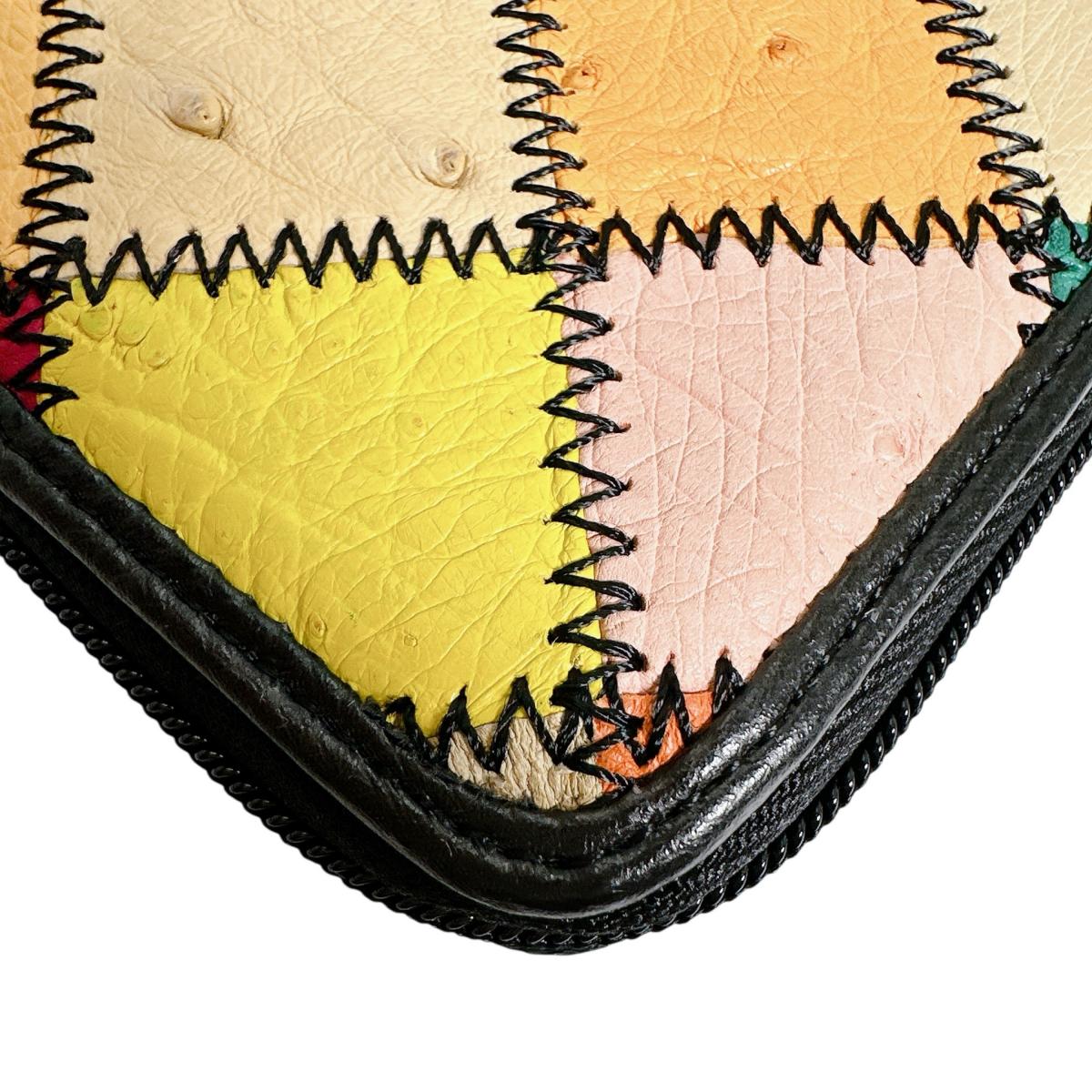 オーストリッチ ostrich 長財布
 パッチワーク ラウンドファスナー マルチカラー オーストリッチ LB-5055 マルチカラー 【H】