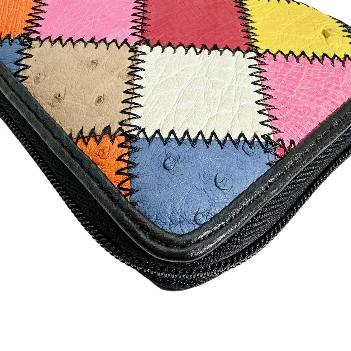 オーストリッチ ostrich 長財布
 パッチワーク ラウンドファスナー マルチカラー オーストリッチ LB-5055 マルチカラー 【H】