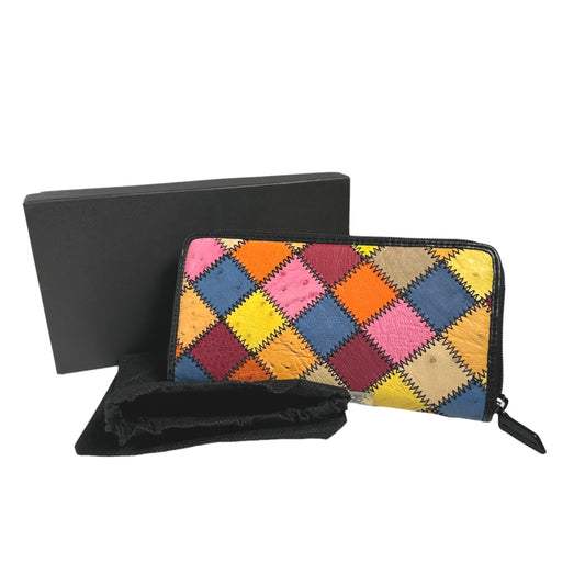 Ostrich long wallet
 Long Wallet Patchwork Round Zipper Ostrich LB-5055 Multicolor [SS] 