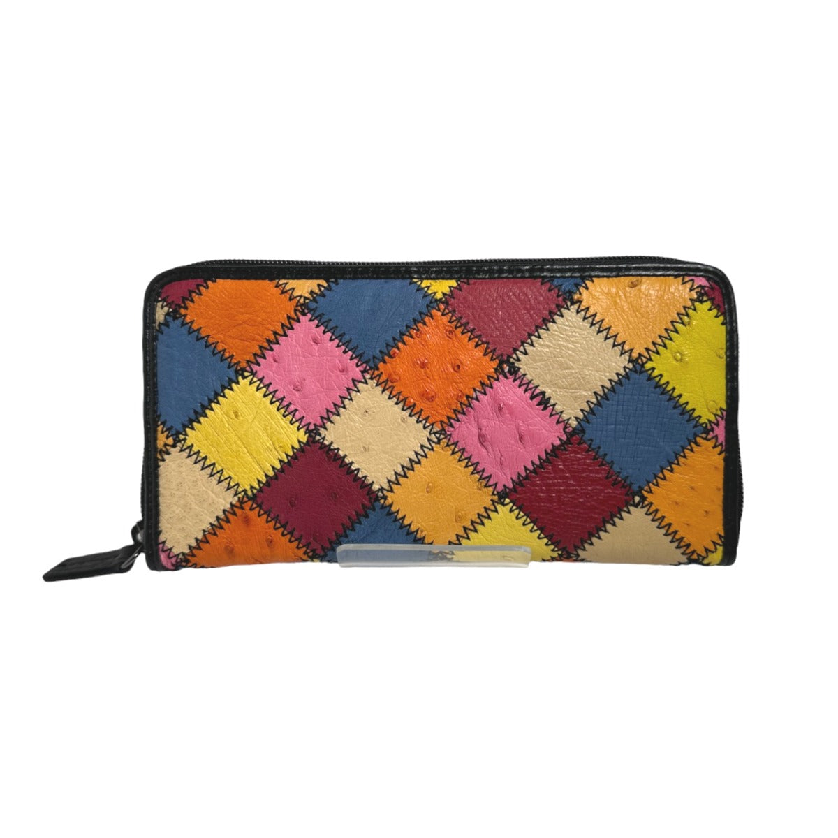 Ostrich long wallet
 Long Wallet Patchwork Round Zipper Ostrich LB-5055 Multicolor [SS] 