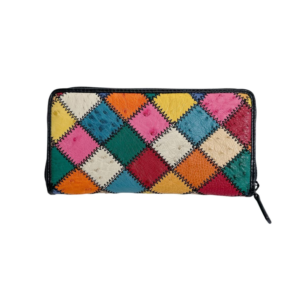 オーストリッチ ostrich 長財布
 パッチワーク ラウンドファスナー マルチカラー オーストリッチ LB-5055 マルチカラー 【H】