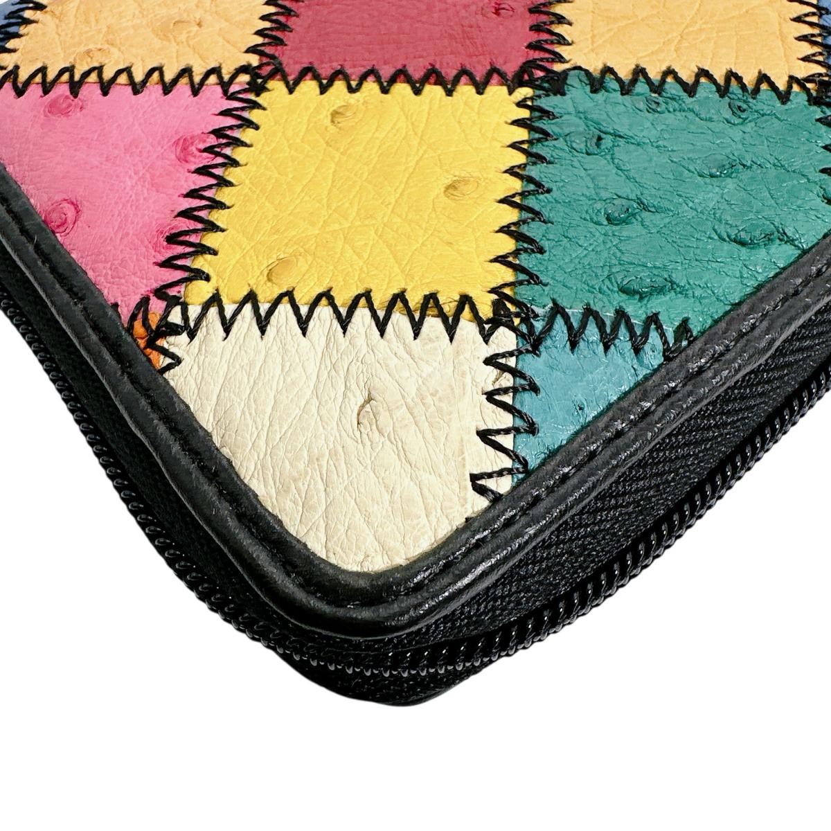 オーストリッチ ostrich 長財布
 パッチワーク ラウンドファスナー マルチカラー オーストリッチ LB-5055 マルチカラー 【H】