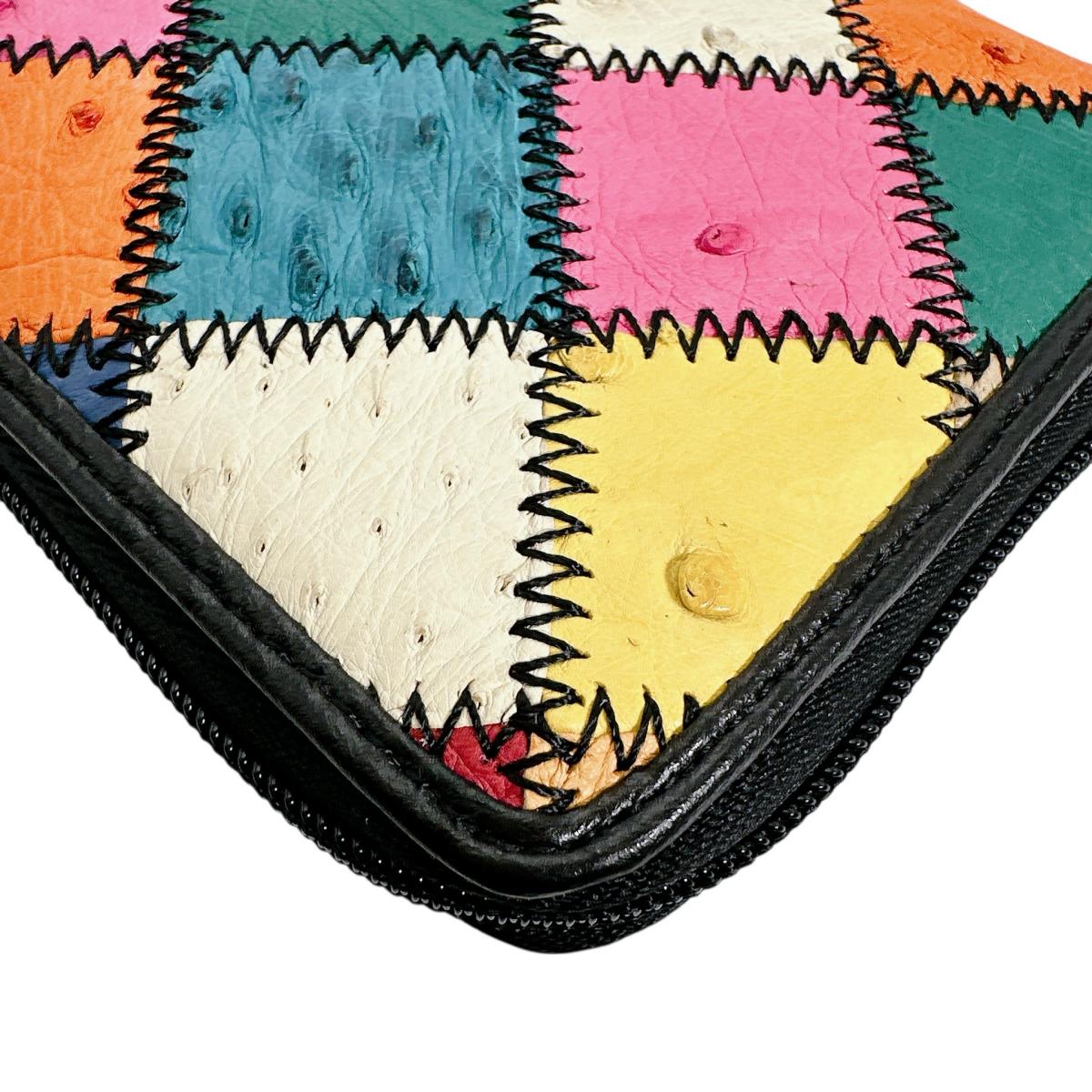 オーストリッチ ostrich 長財布
 パッチワーク ラウンドファスナー マルチカラー オーストリッチ LB-5055 マルチカラー 【H】