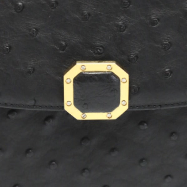 オーストリッチ ostrich ショルダーバッグ
 2WAY フルポイント ハンドバッグ オーストリッチ ブラック 【SS】
 【中古】