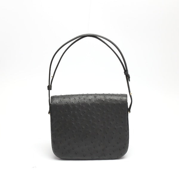 オーストリッチ ostrich ショルダーバッグ
 2WAY フルポイント ハンドバッグ オーストリッチ ブラック 【SS】
 【中古】