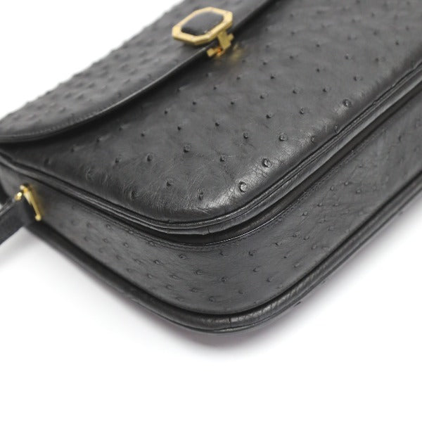 オーストリッチ ostrich ショルダーバッグ
 2WAY フルポイント ハンドバッグ オーストリッチ ブラック 【SS】
 【中古】