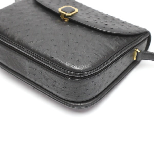 オーストリッチ ostrich ショルダーバッグ
 2WAY フルポイント ハンドバッグ オーストリッチ ブラック 【SS】
 【中古】
