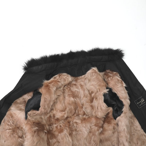 Fur Coat Other Outerwear
 Kanebo Silk Coat Rabbit Fur Black [H]
 【second hand】 