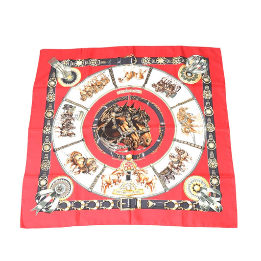 エルメス HERMES スカーフ
 プリーツスカーフ シルク100％ シルク レッド 【SS】
 【中古】
