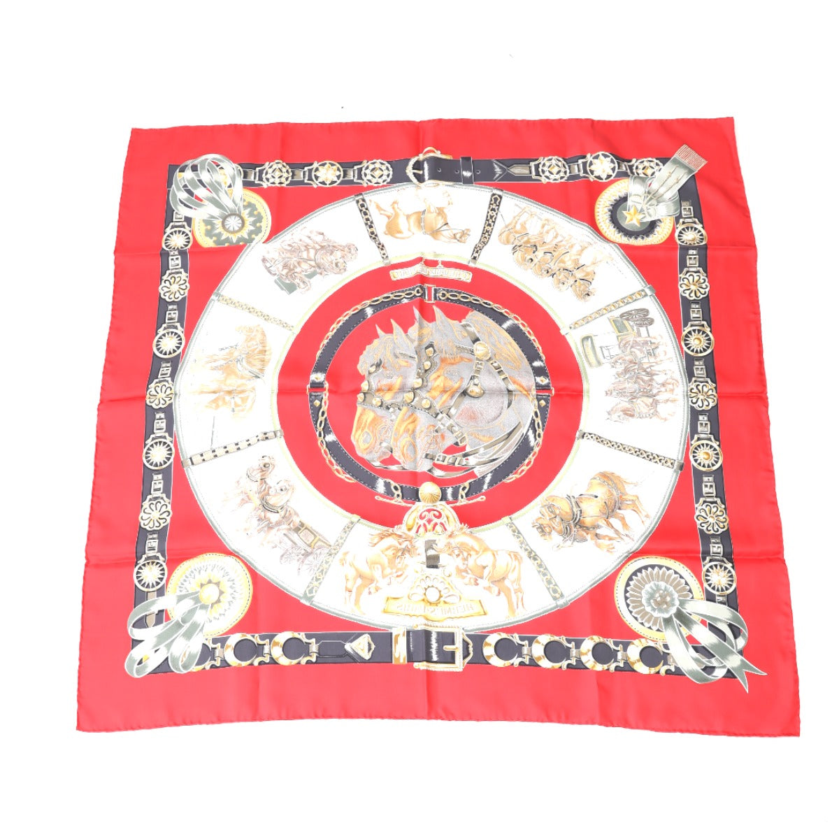 エルメス HERMES スカーフ
 プリーツスカーフ シルク100％ シルク レッド 【SS】
 【中古】
