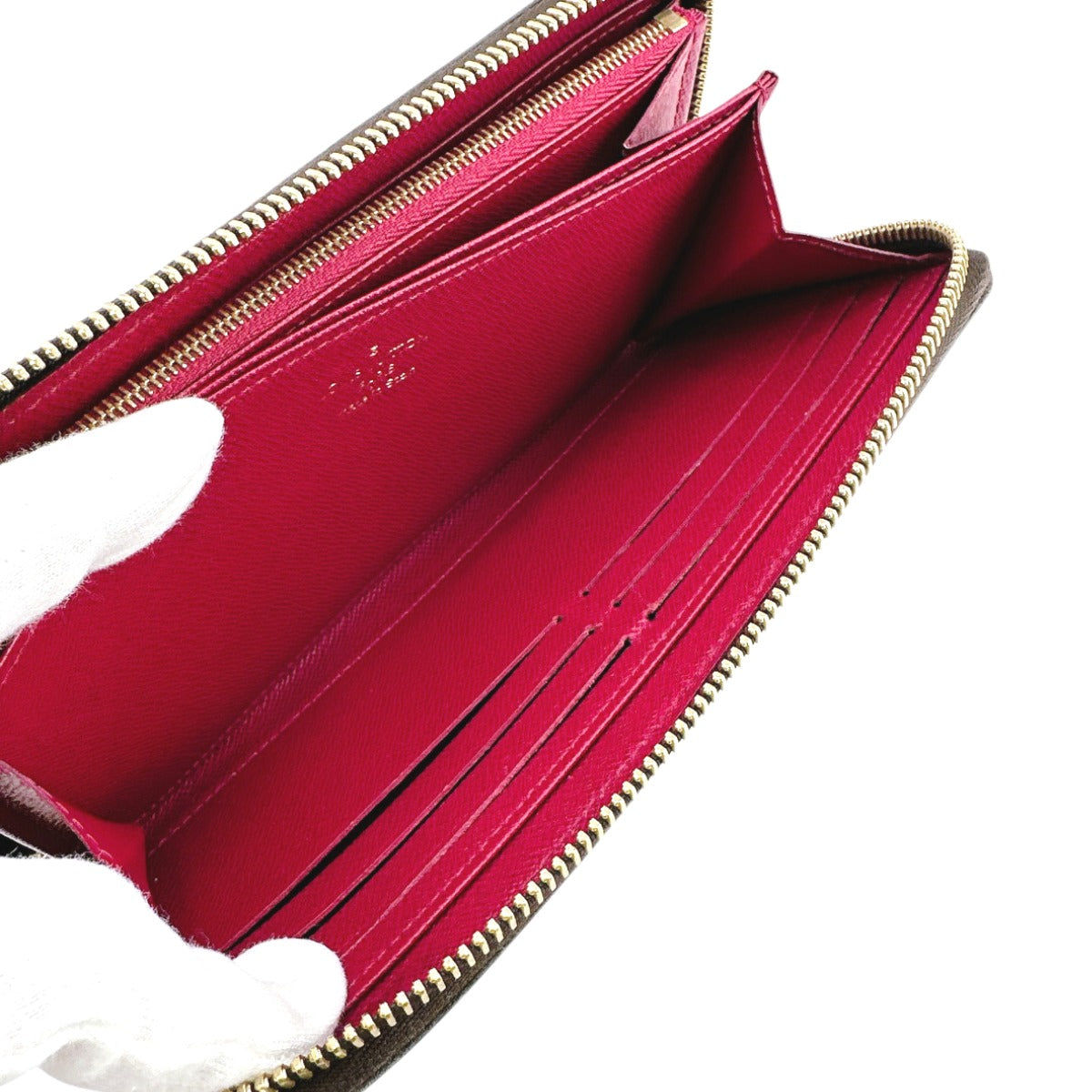 ルイヴィトン LOUIS VUITTON 長財布
 ラウンドファスナー モノグラム ジッピー・ウォレット モノグラムキャンバス M41895 ブラウン×フューシャ LV
 【SS】
 【中古】