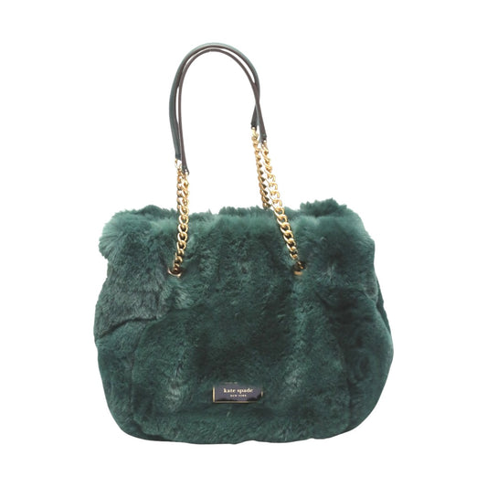 ケイトスペード Kate Spade トートバッグ
 チェーントートバッグ ファー フェイクファー T348 グリーン 【SS】
 【中古】