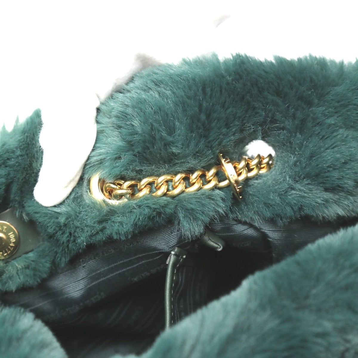 ケイトスペード Kate Spade トートバッグ
 チェーントートバッグ ファー フェイクファー T348 グリーン 【SS】
 【中古】