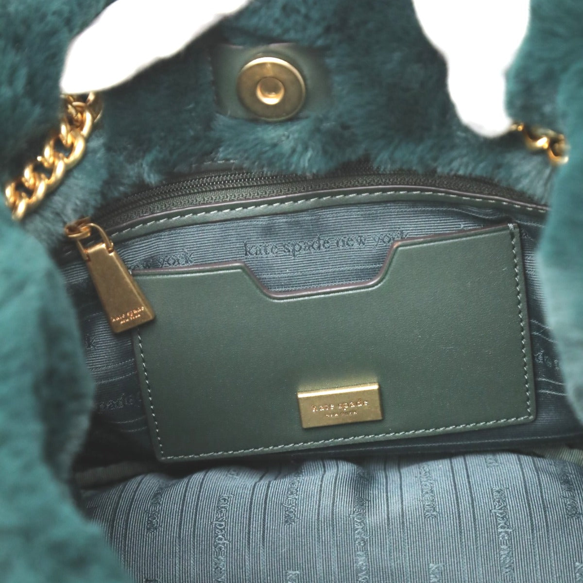 ケイトスペード Kate Spade トートバッグ
 チェーントートバッグ ファー フェイクファー T348 グリーン 【SS】
 【中古】