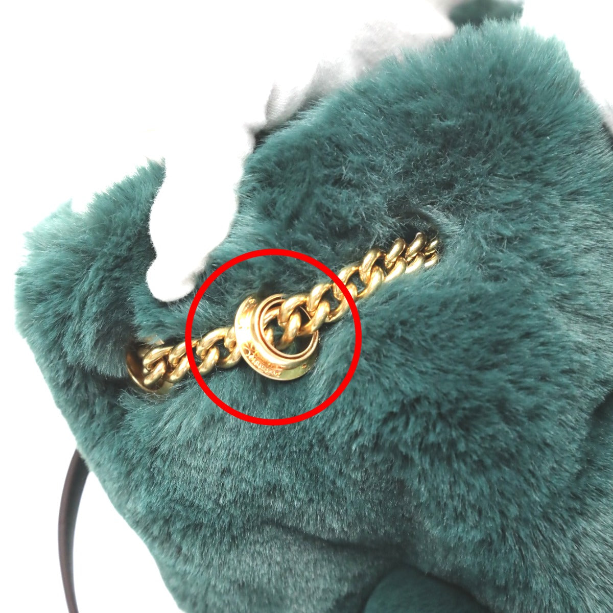 ケイトスペード Kate Spade トートバッグ
 チェーントートバッグ ファー フェイクファー T348 グリーン 【SS】
 【中古】