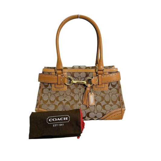 コーチ COACH ハンドバッグ
 トートバッグ キャメル シグネクチャー キャンバス 10507 ブラウン 【SS】
 【中古】