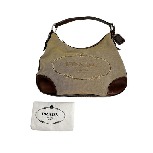 プラダ PRADA ハンドバッグ
 ワンショルダー ロゴジャガード BR3423 カーキ 【SS】
 【中古】