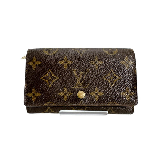 ルイヴィトン LOUIS VUITTON 二つ折り財布
 L字ファスナー モノグラム ポルトモネビエ・トレゾール モノグラムキャンバス M61736 ブラウン LV
 【SS】
 【中古】