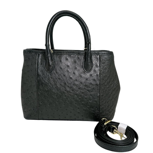オーストリッチ ostrich ハンドバッグ
 ショルダーバッグ クイルマーク 2WAYバッグ オーストリッチ ブラック 【SS】
 【中古】