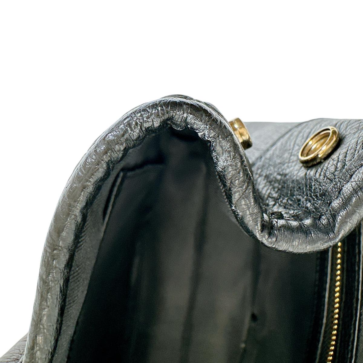 オーストリッチ ostrich ハンドバッグ
 ショルダーバッグ クイルマーク 2WAYバッグ オーストリッチ ブラック 【SS】
 【中古】