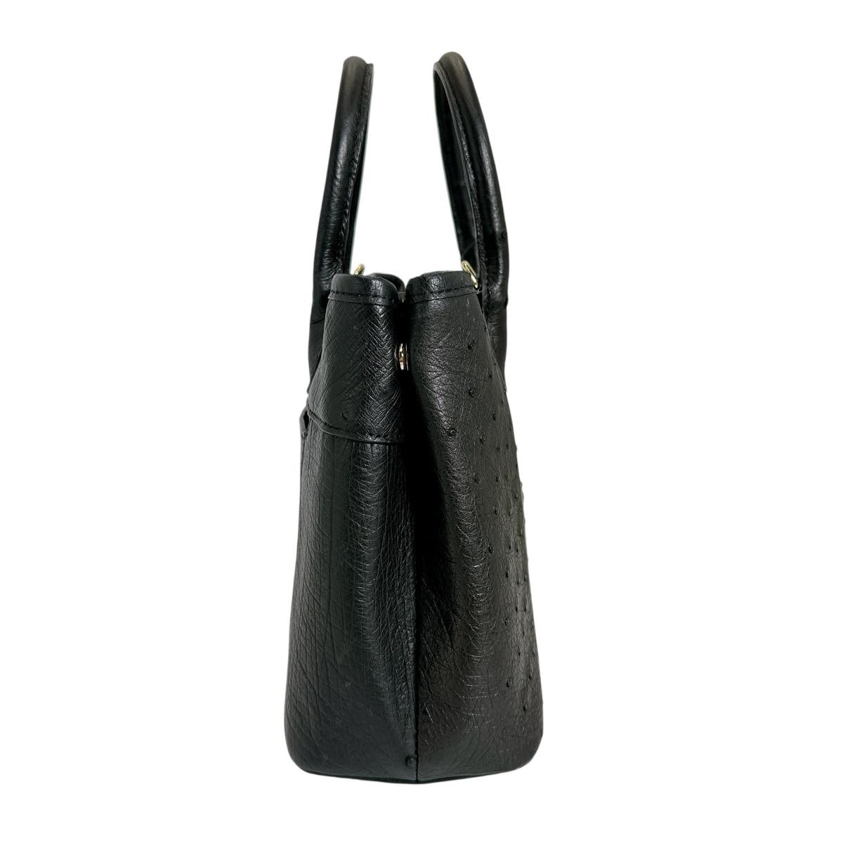 オーストリッチ ostrich ハンドバッグ
 ショルダーバッグ クイルマーク 2WAYバッグ オーストリッチ ブラック 【SS】
 【中古】