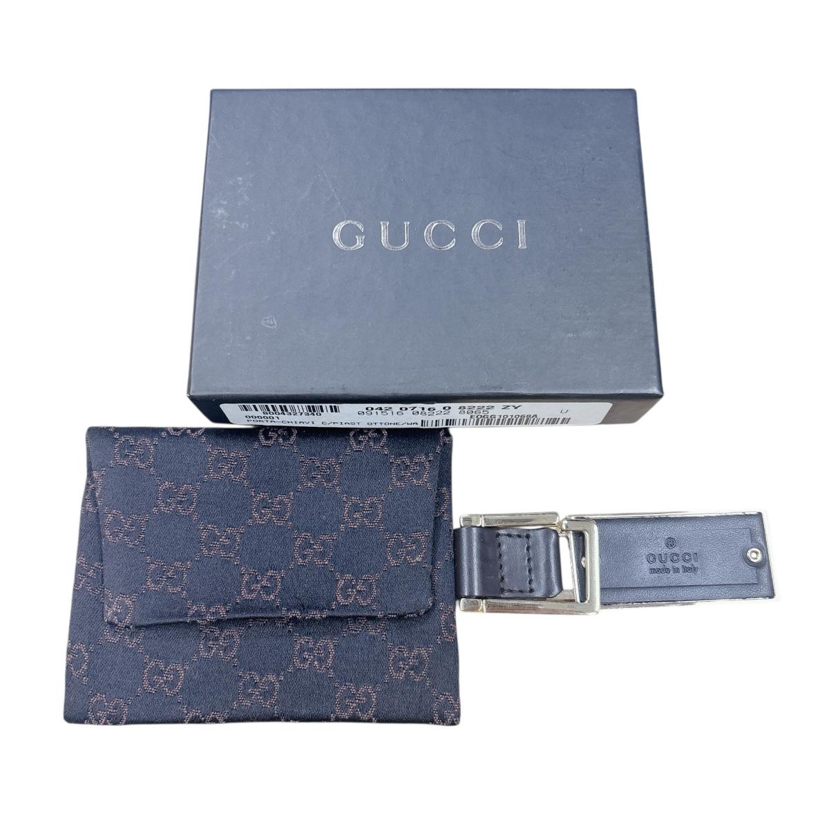 グッチ GUCCI キーホルダー
 キーホルダー キーフック キーリング レザー ブラウン 【SS】
 【中古】